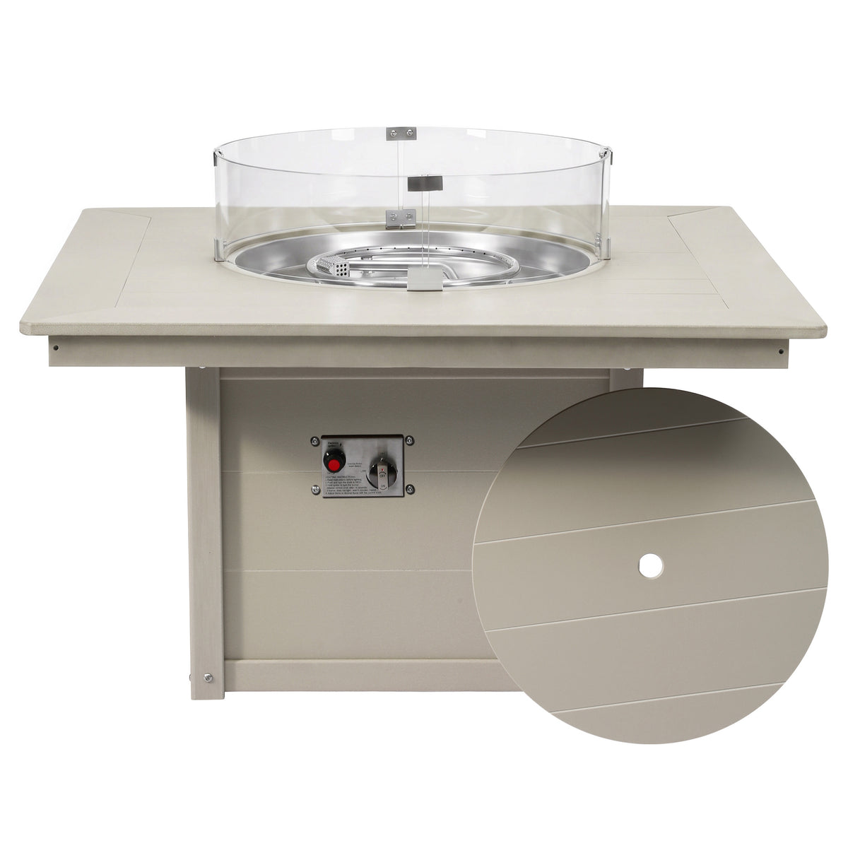 Helios 42" Modern Outdoor Patio Propane Square Fire Pit Table