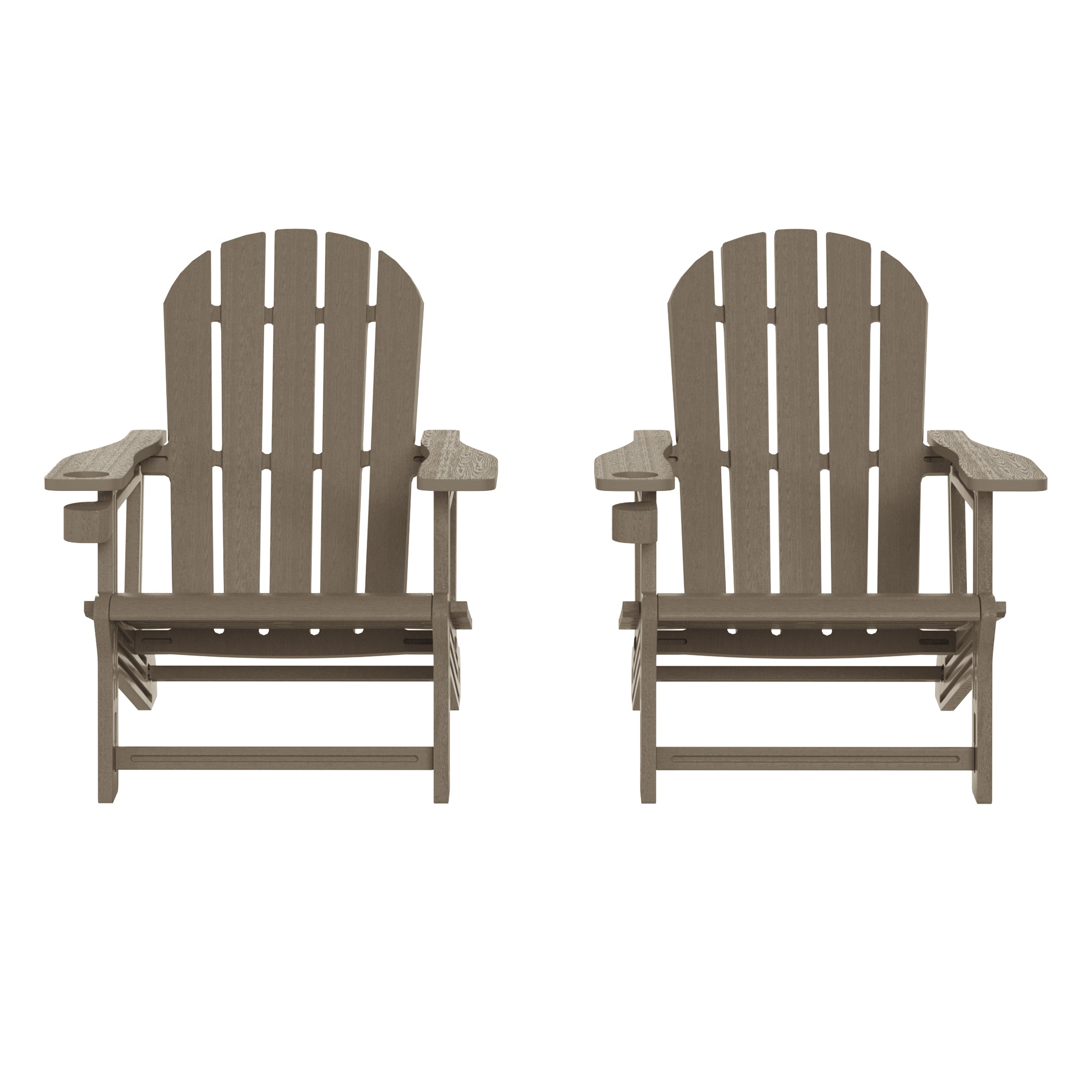 Azura Tool-Free Assembly Outdoor Patio HDPE Plastic Adirondack Chair with Cup Holder (Set of 2)