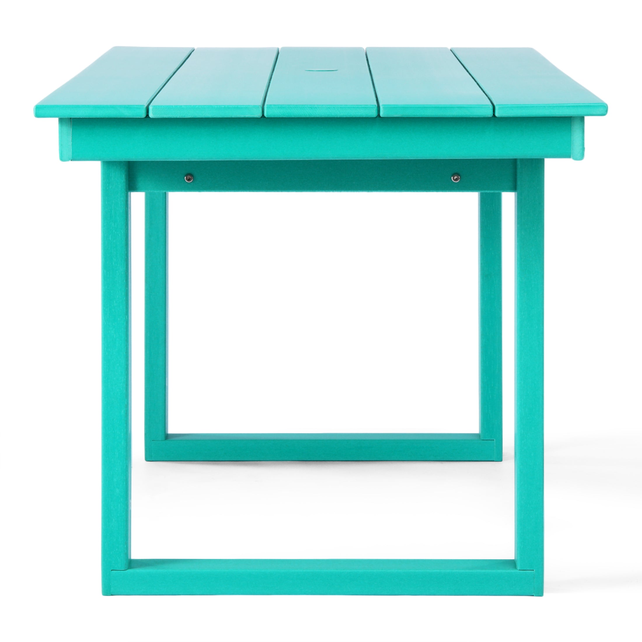 Paloma 68" Outdoor HDPE Modern Rectangular Patio Dining Table With Umbrella Hole