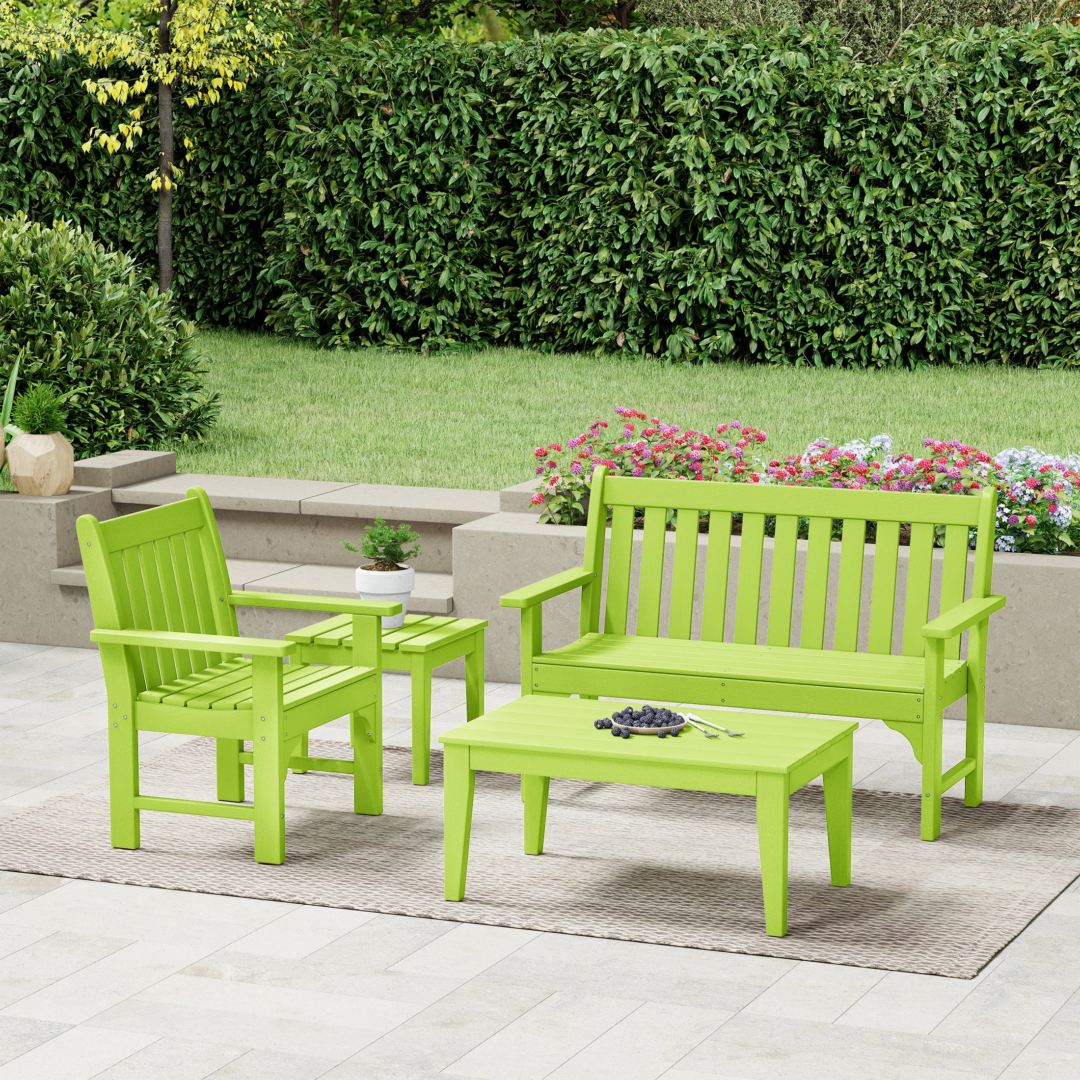 Malibu 4-Piece HDPE Outdoor Patio Furniture Couch Set