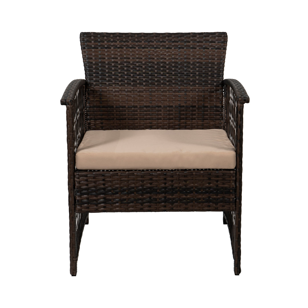 Melvi 4-Piece Outdoor Patio Wicker Conversation Set, Coffee