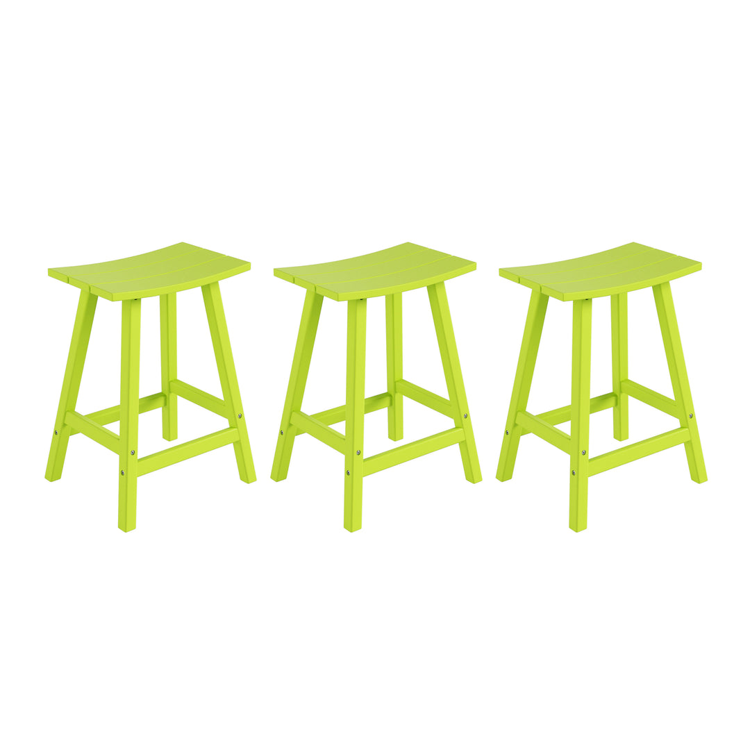 Malibu 24" HDPE Outdoor Patio Counter Height Bar Stools (Set of 3)