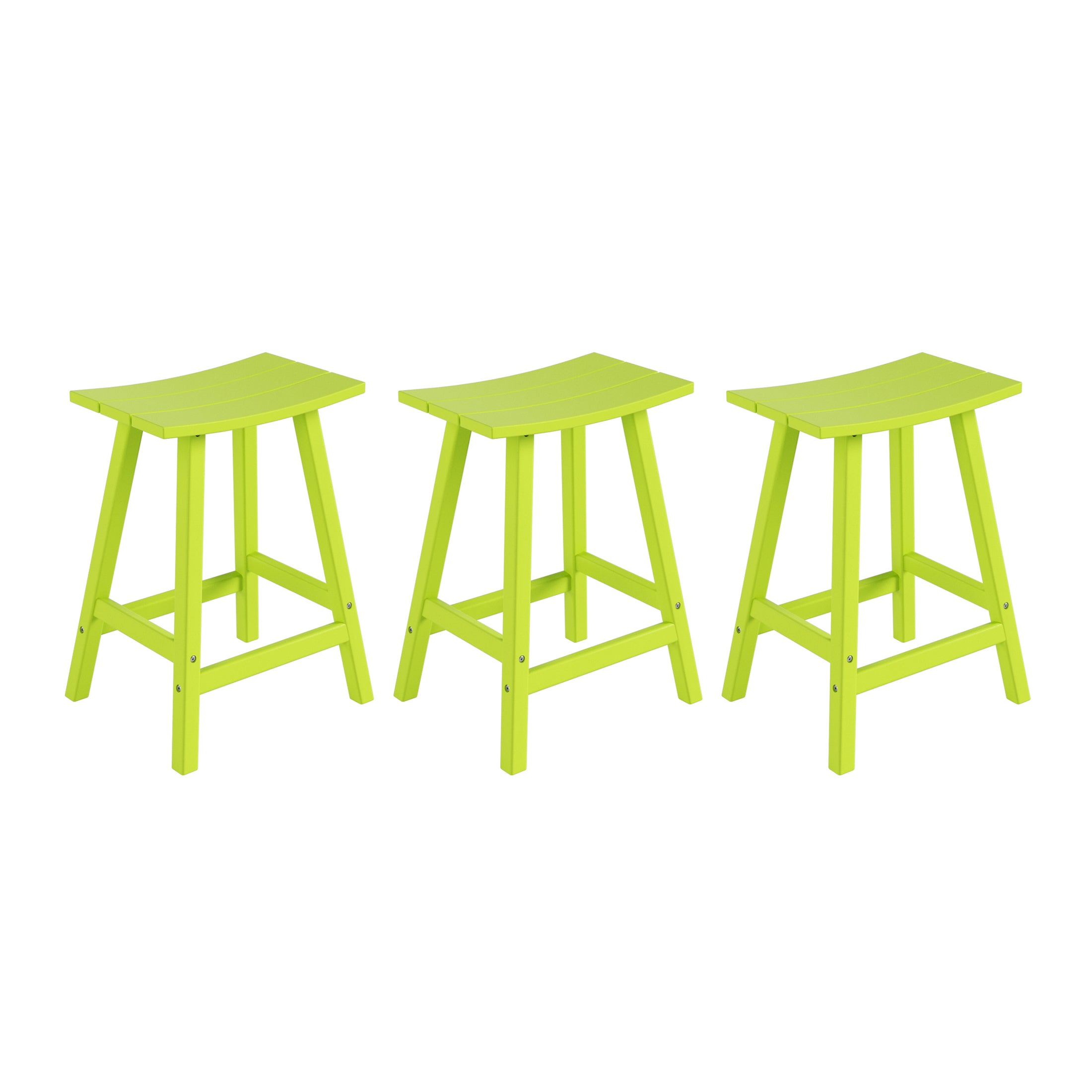 Malibu 24" HDPE Outdoor Patio Counter Height Bar Stools (Set of 3)