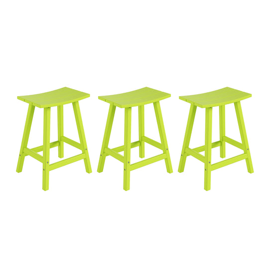 Malibu 24" HDPE Outdoor Patio Counter Height Bar Stools (Set of 3)