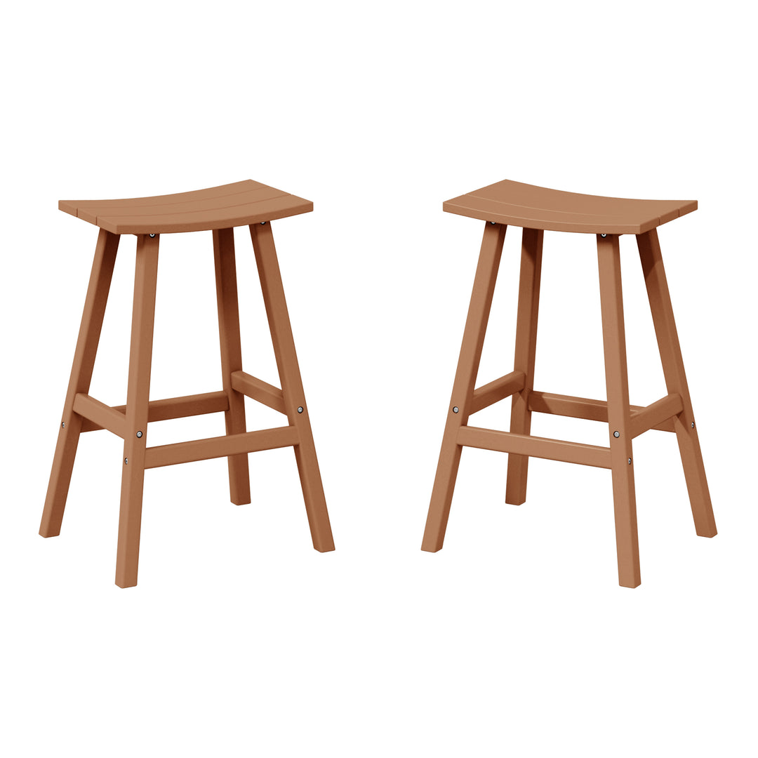 Malibu 29" HDPE Outdoor Patio Bar Height Bar Stools (Set of 2)