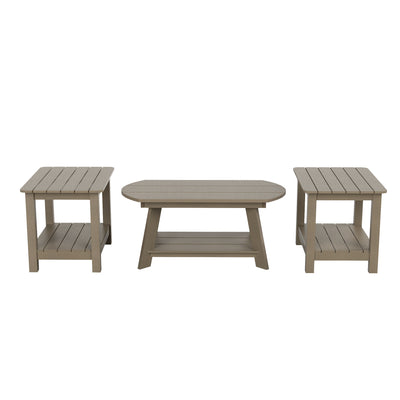 Tuscany HIPS 3-Piece Outdoor Adirondack Coffee Table and Side Table Set