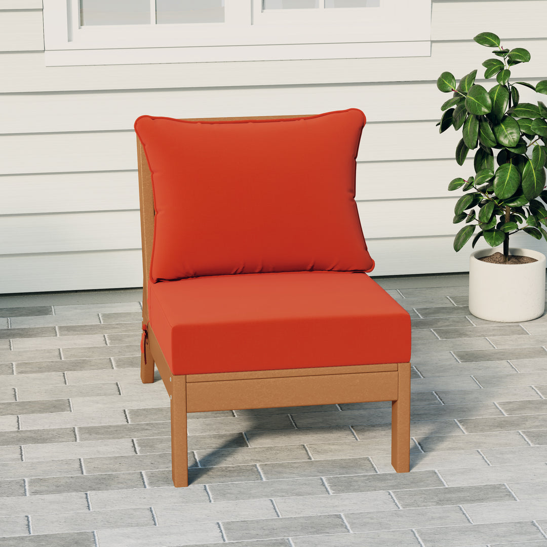 Avalon Outdoor HDPE Deep Seating Modular Armless Patio Chair with Patio Cushions