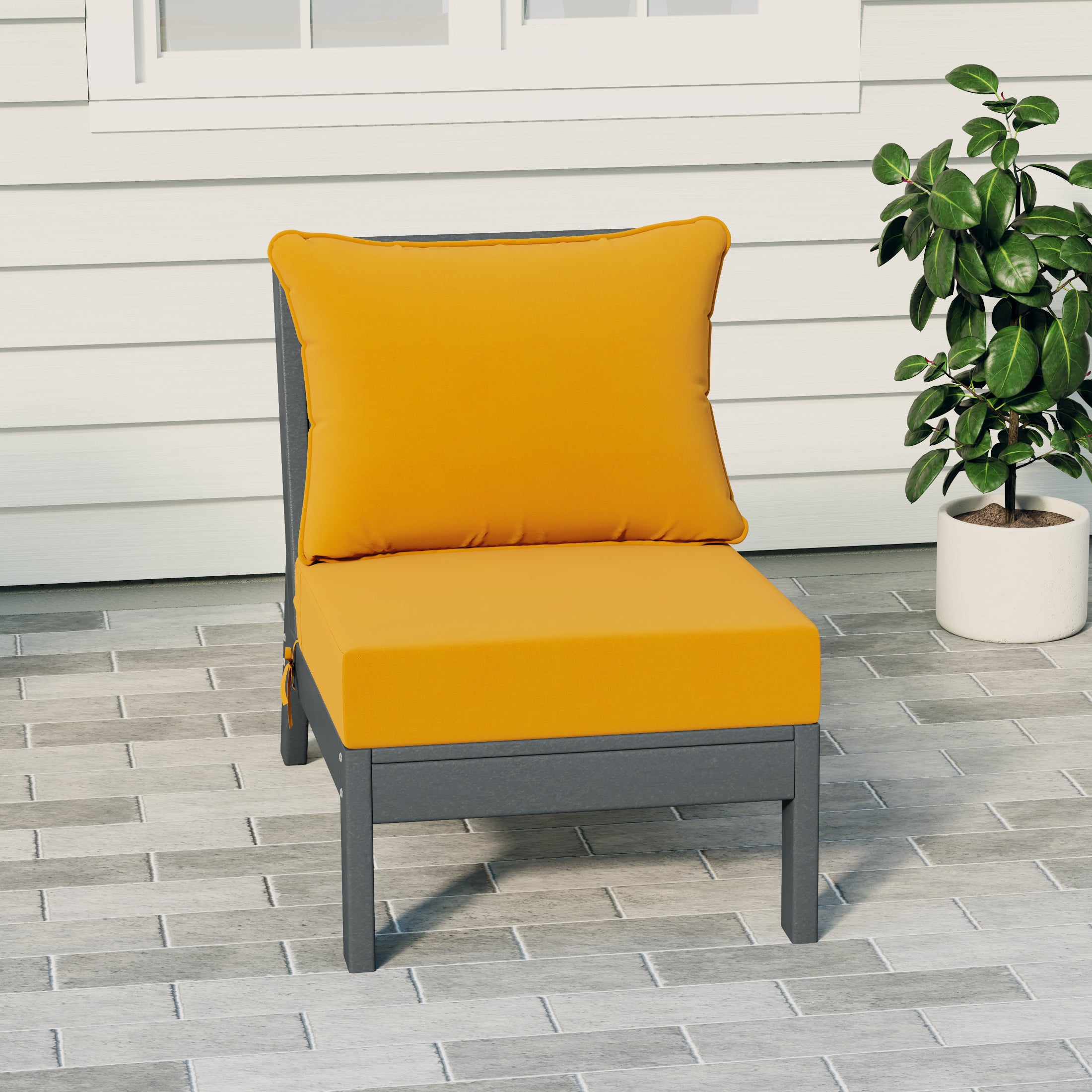 Avalon Outdoor HDPE Deep Seating Modular Armless Patio Chair with Patio Cushions