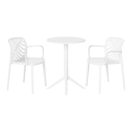 Playa 3-Piece Outdoor Resin Patio Bistro Table Set with Stackable Patio Dining Side Chairs For 2