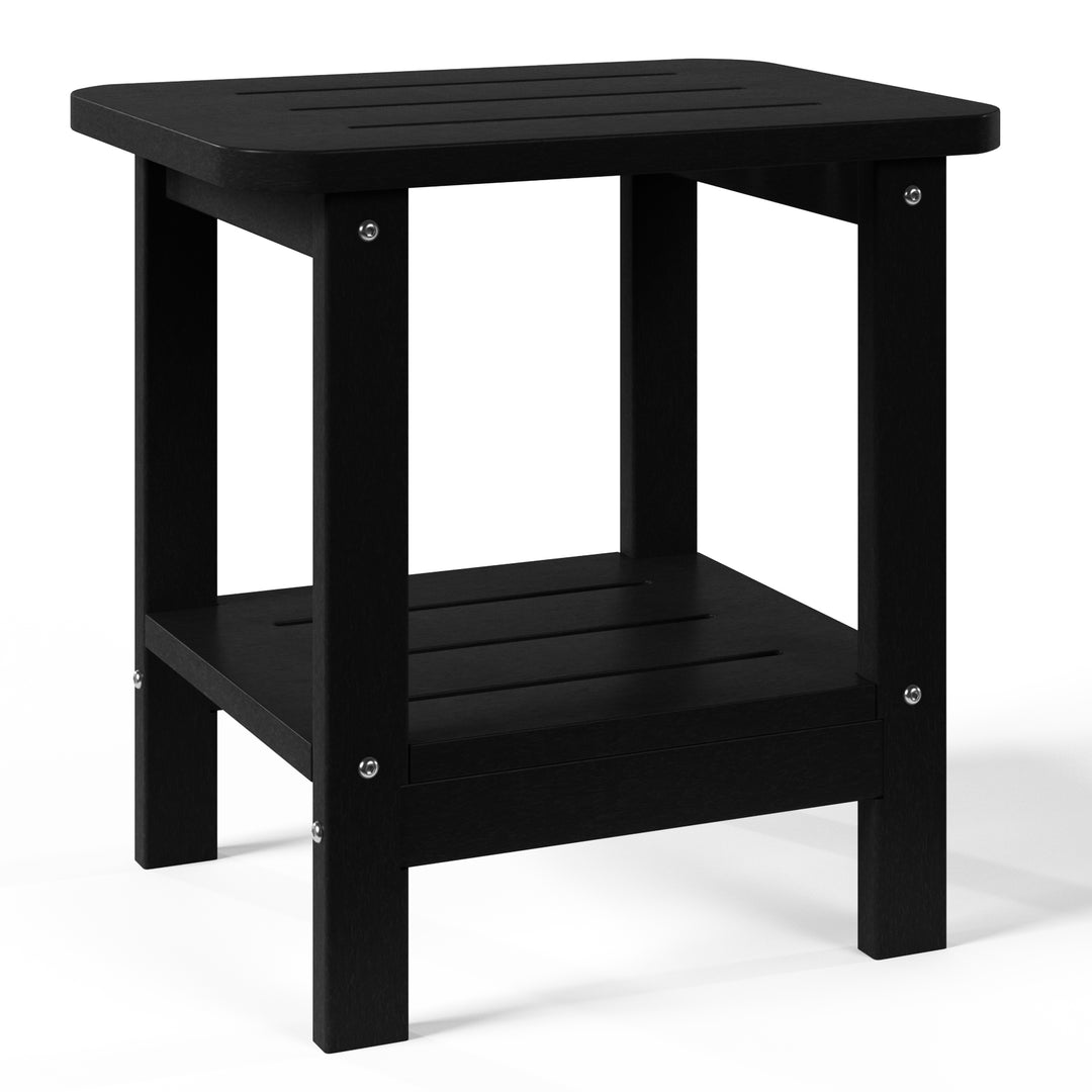 Aruba 2-Tier Outdoor HDPE Modern Adirondack Square Patio Side Table