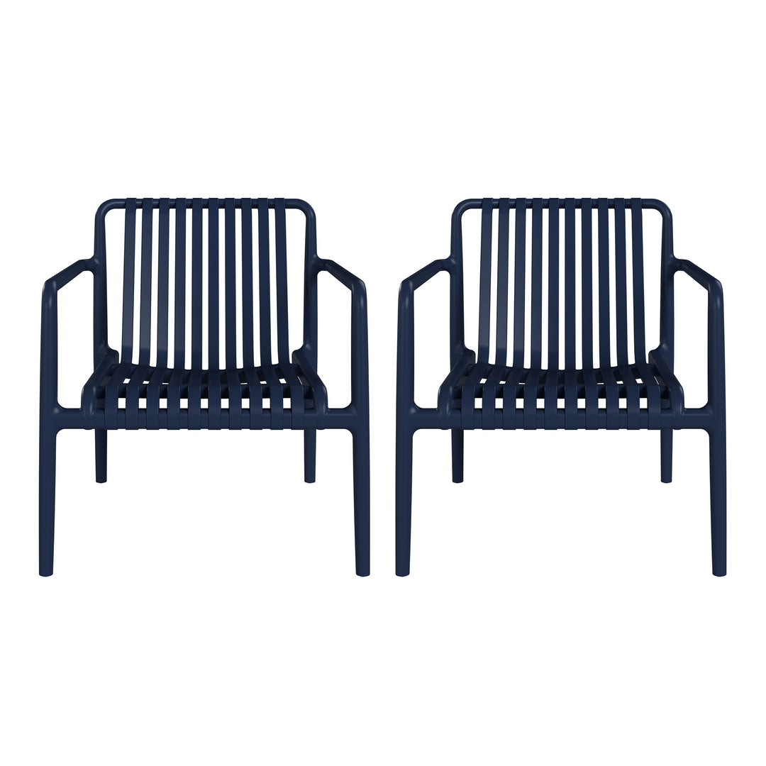 Playa Outdoor Modern Stackable Plastic Patio Club Armchairs (Set of 2)