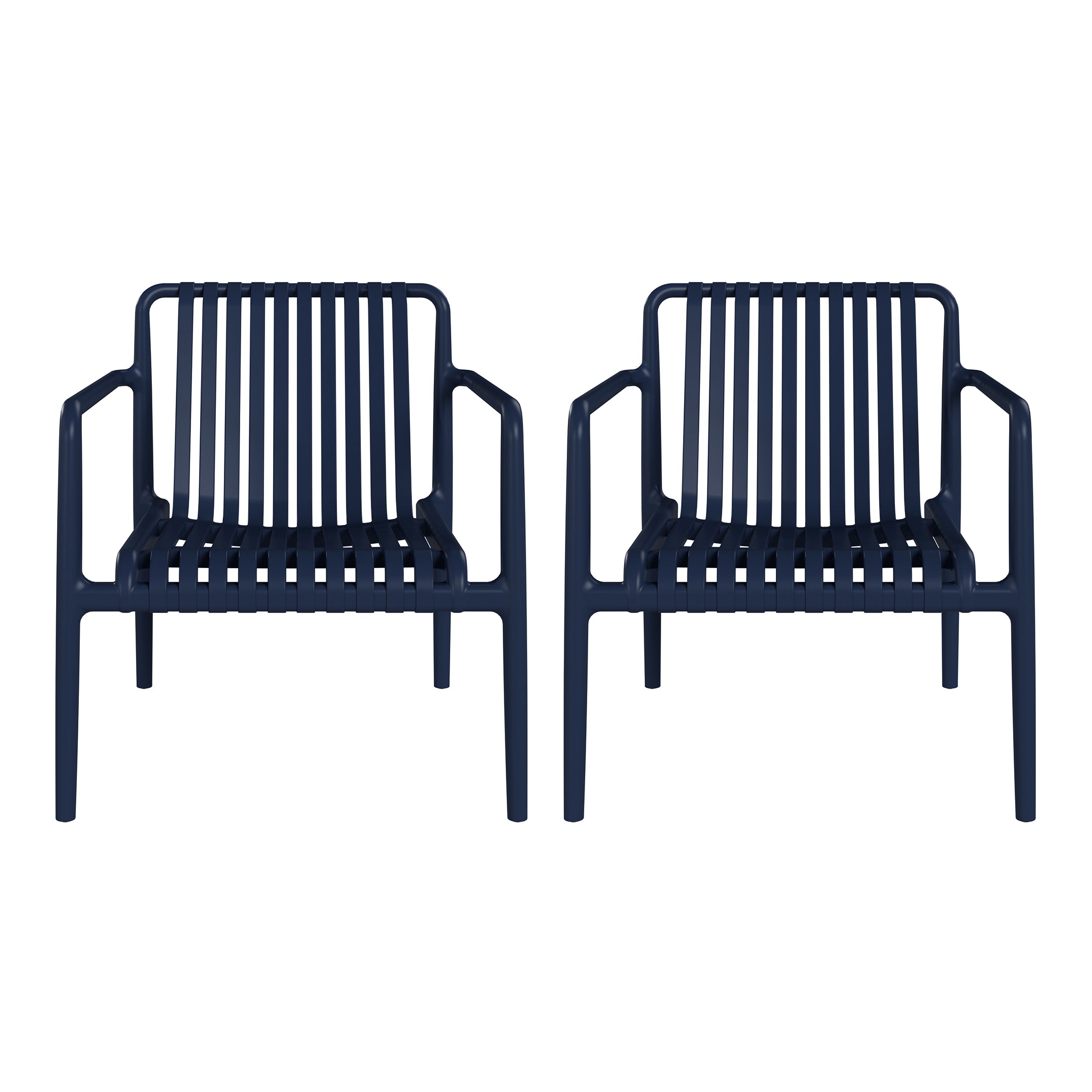 Playa Outdoor Modern Stackable Plastic Patio Club Armchairs (Set of 2)