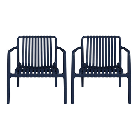 Playa Outdoor Modern Stackable Plastic Patio Club Armchairs (Set of 2)