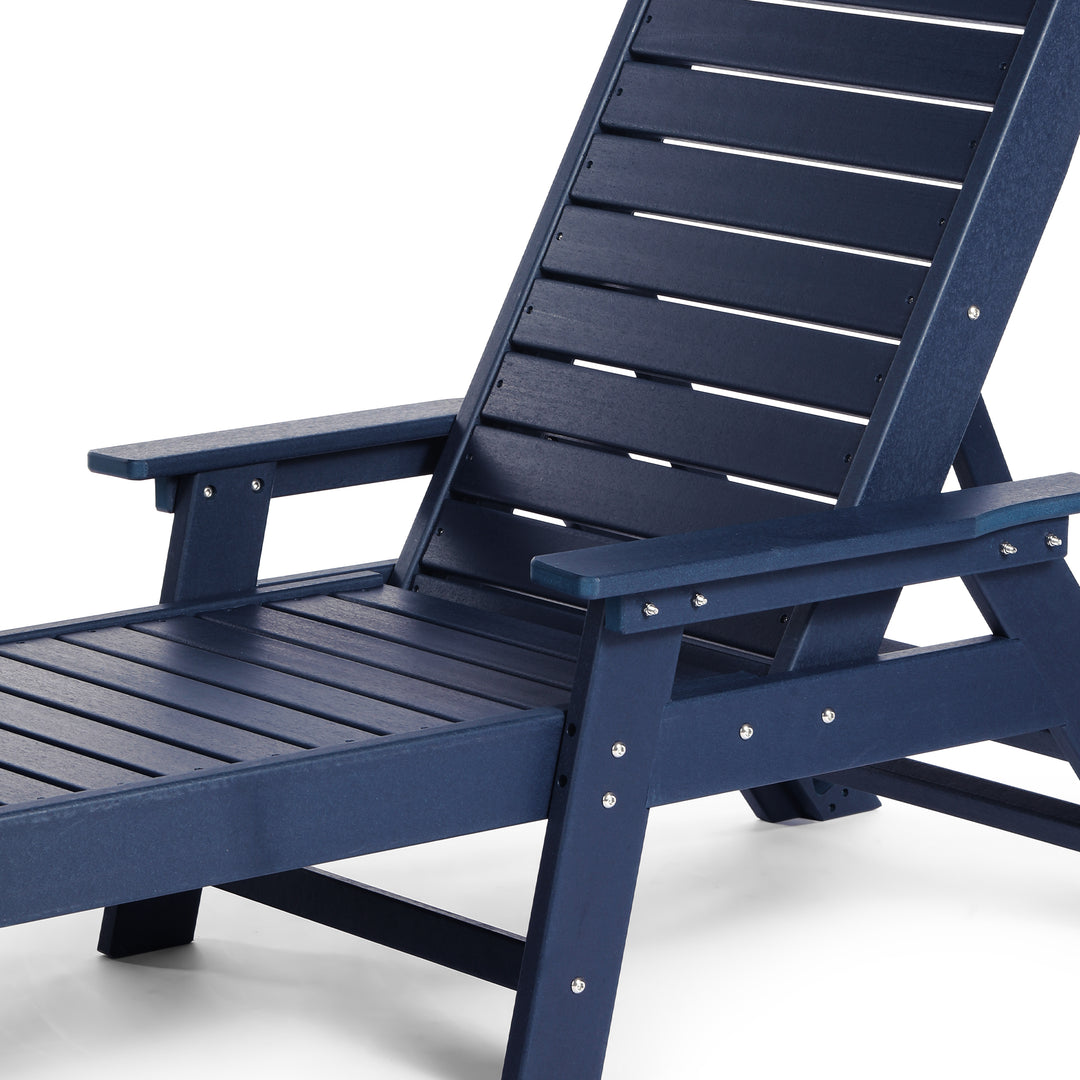 Malibu Poly Reclining Chaise Lounge Set With Table