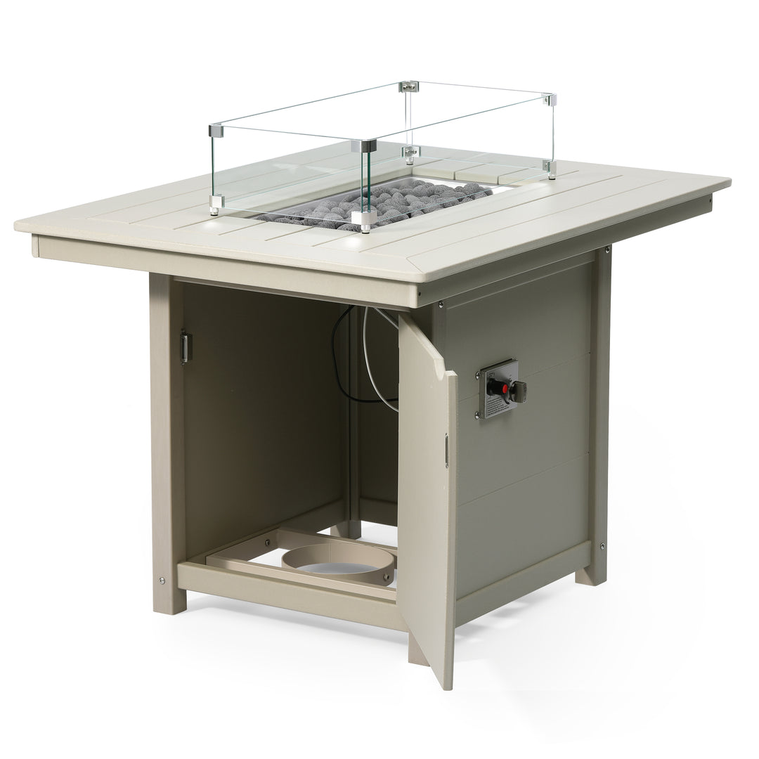 Helios 46" Modern Outdoor Patio Gas Propane Rectangular Fire Pit Table