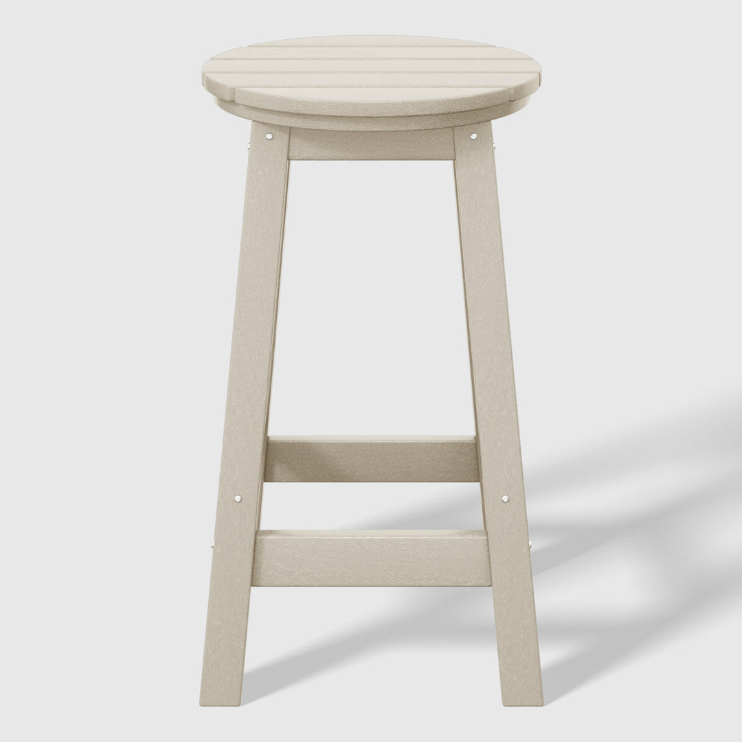 Malibu 24" HDPE Outdoor Patio Round Counter Height Bar Stool Set of 3