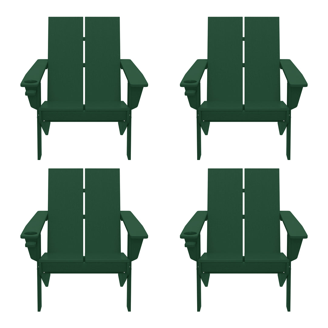 Riviera Outdoor HDPE Modern Adirondack Chair with Cup Holder (Set of 4)