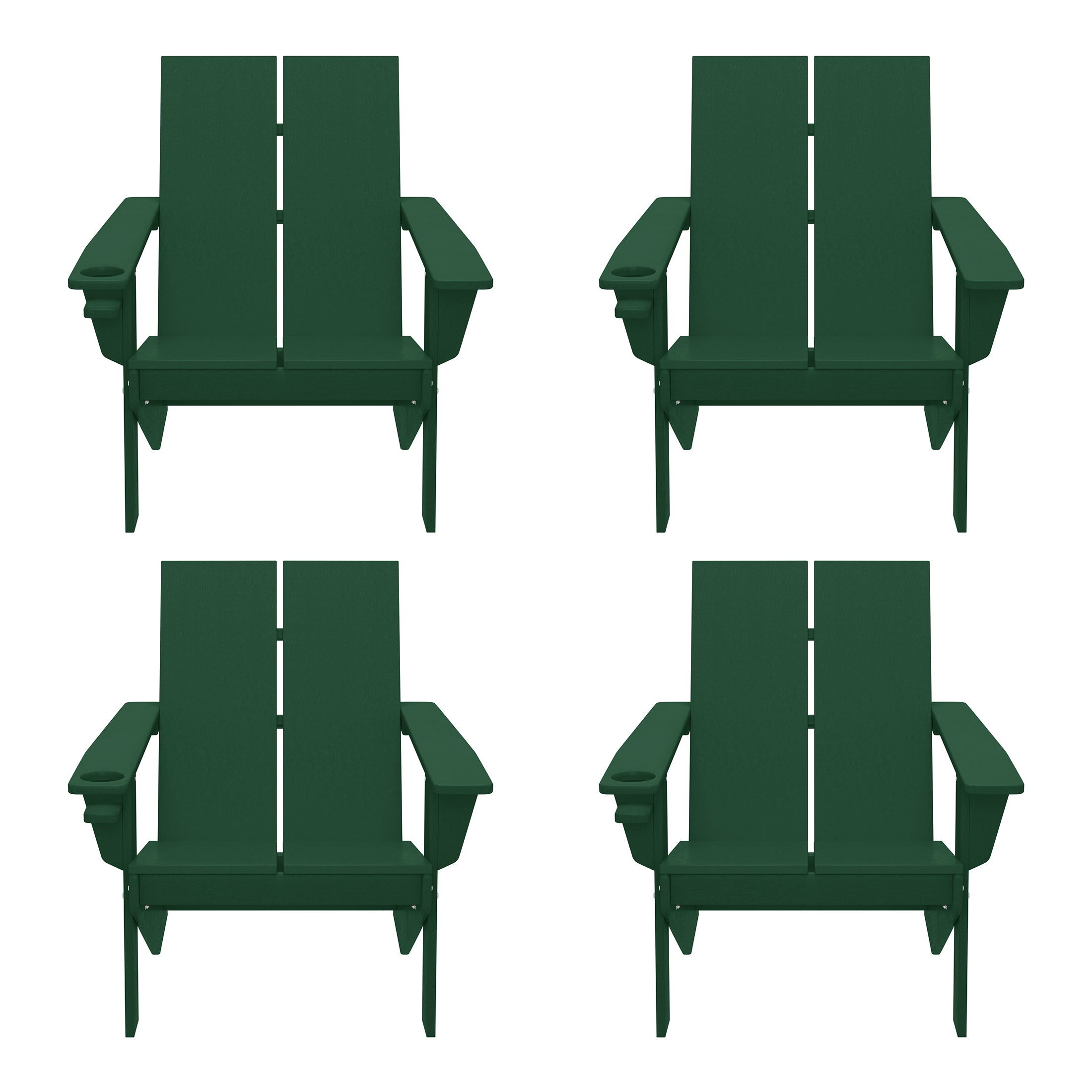 Riviera Outdoor HDPE Modern Adirondack Chair with Cup Holder (Set of 4)