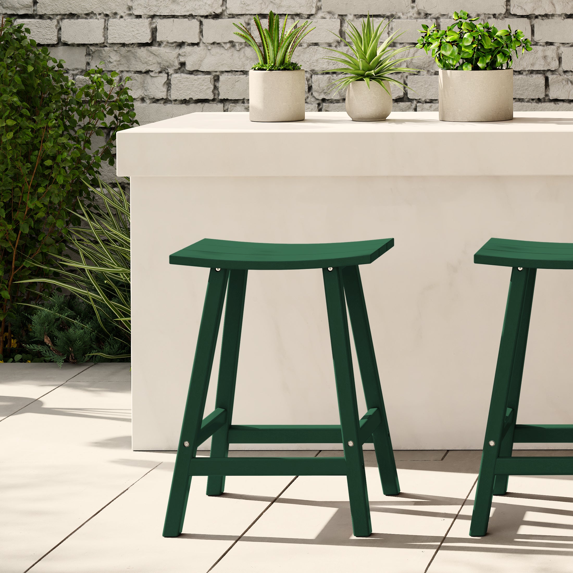 Malibu 24" HDPE Outdoor Patio Counter Height Bar Stool