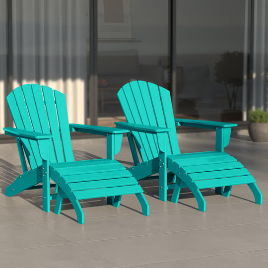 Dylan Outdoor Adirondack Chair With Ottoman 4-Piece Set
