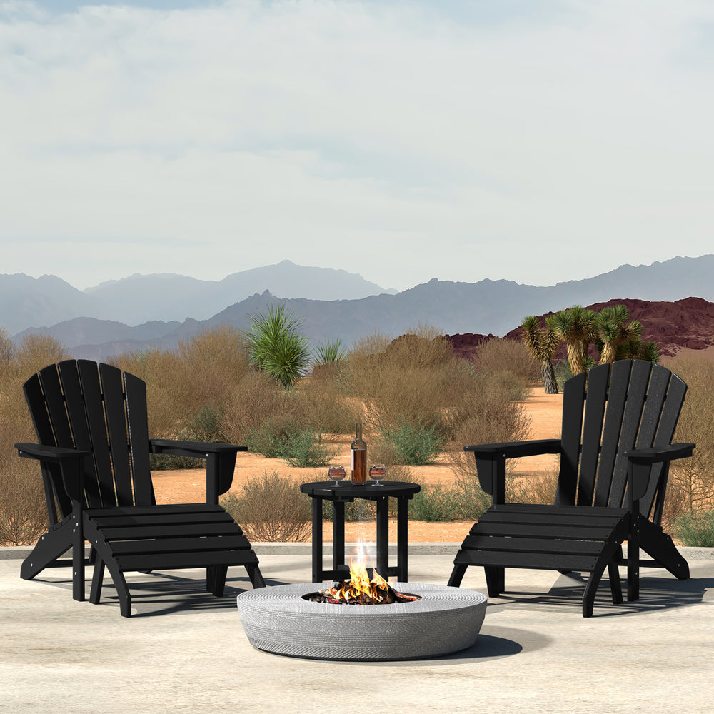 Dylan Outdoor Adirondack Chair With Ottoman And Side Table 5-Piece Set