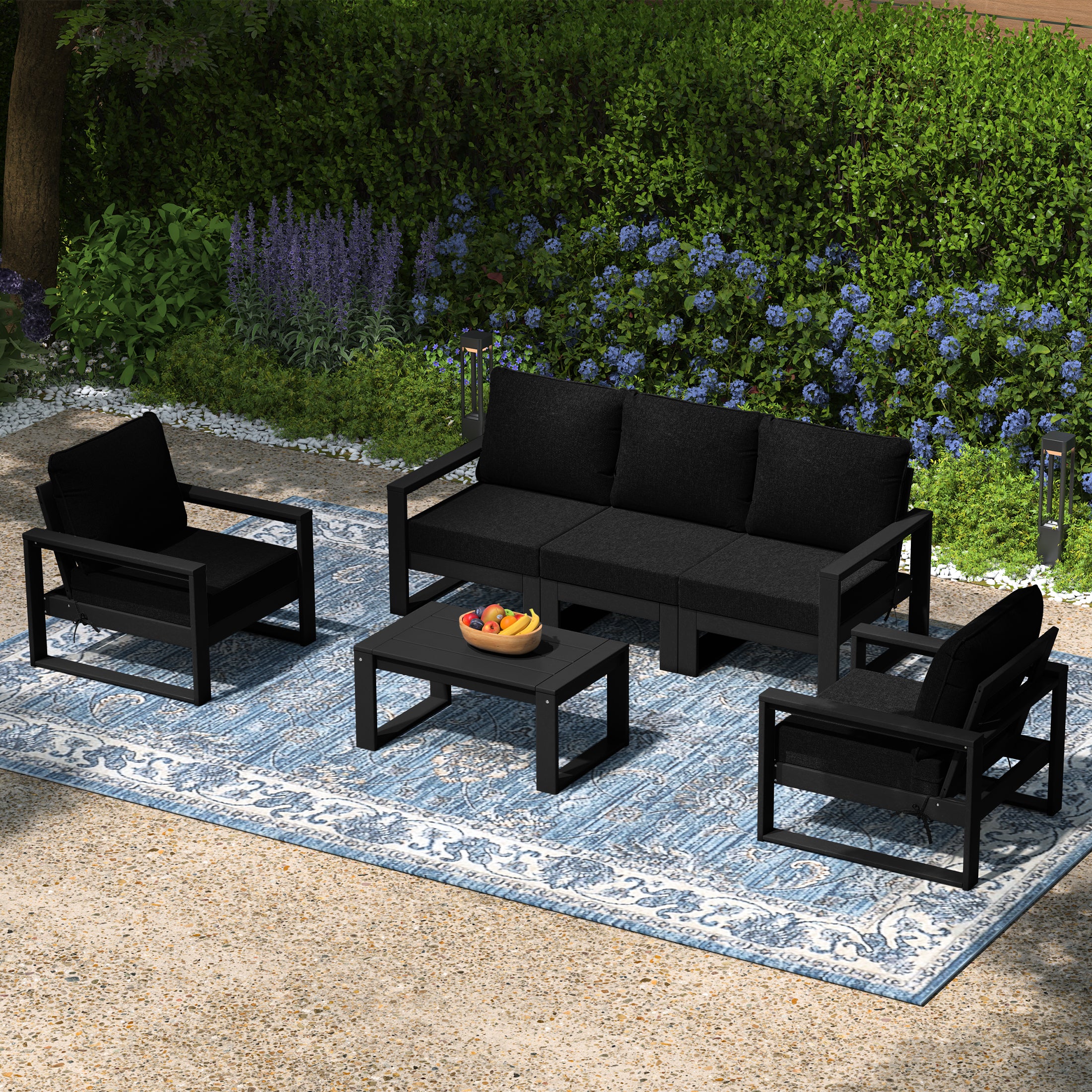 Montara 6-Piece Modern HDPE Outdoor Patio Furniture Sofa Conversation Set with Coffee Table