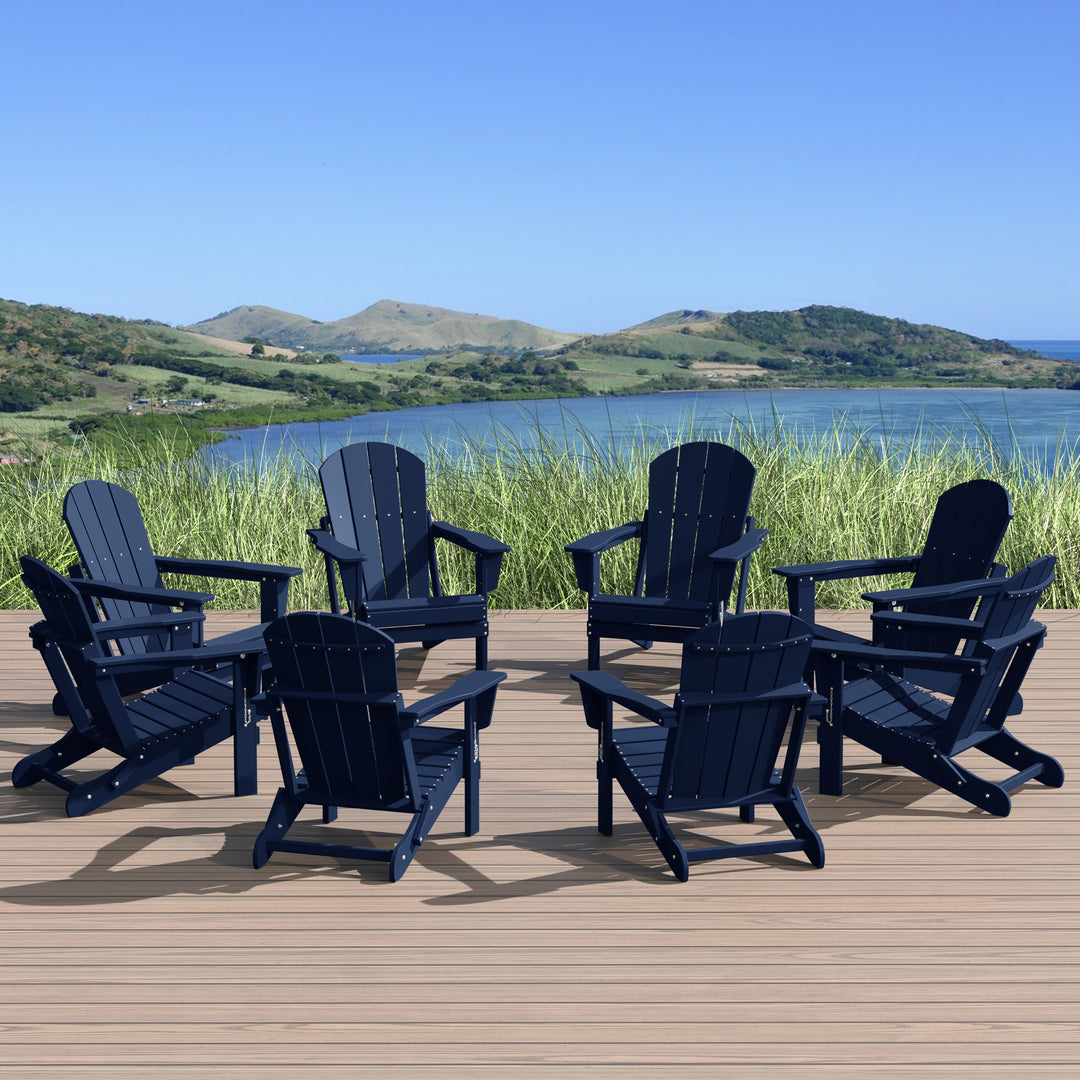 Malibu Outdoor Folding Poly Adirondack Chair (Set of 8)