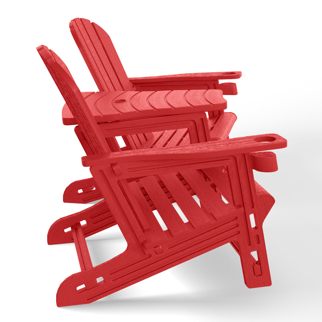 Azura Outdoor HDPE Adirondack Chairs With Connecting Table Tray (Set of 2)