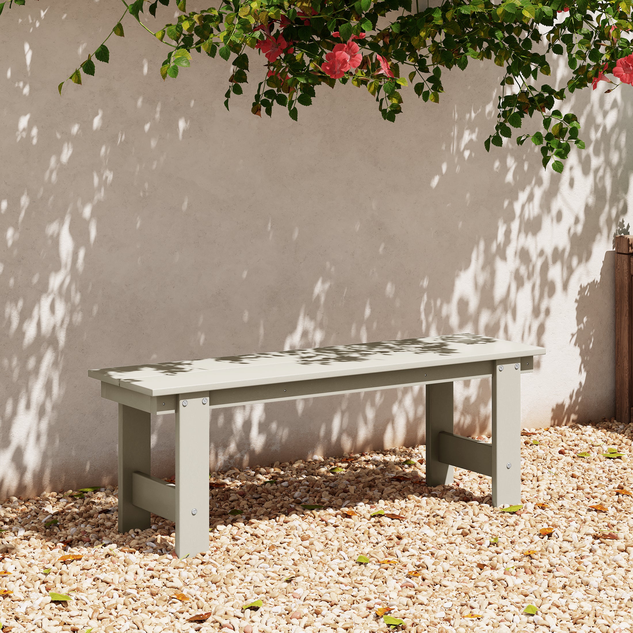 Ashore Outdoor HDPE 48" Modern Backless Patio Bench
