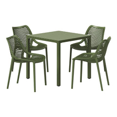 Playa 5-Piece Outdoor Patio Metal Frame Dining Table Set with Stackable Patio Dining Chairs
