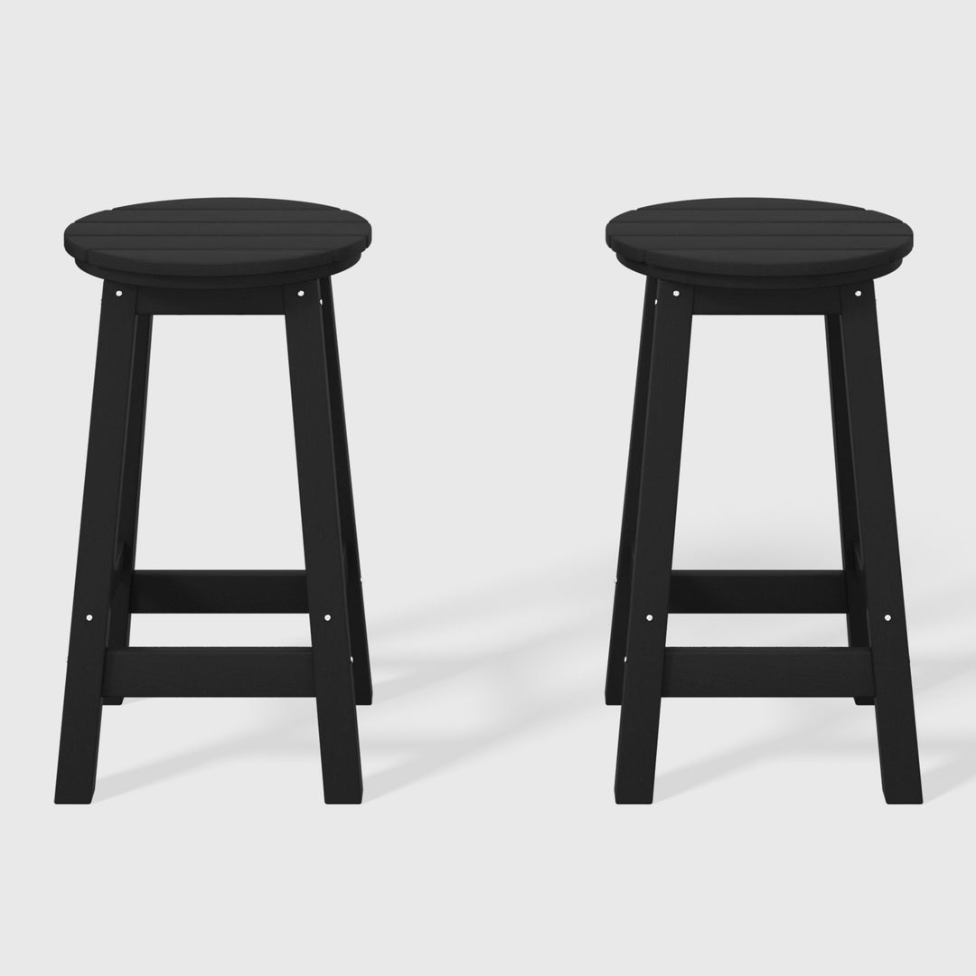 Malibu 24" HDPE Outdoor Patio Round Counter Height Bar Stool (Set of 2)