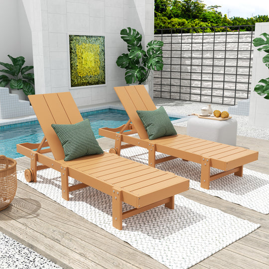 Ashore Modern Poly Reclining Chaise Lounge With Wheels