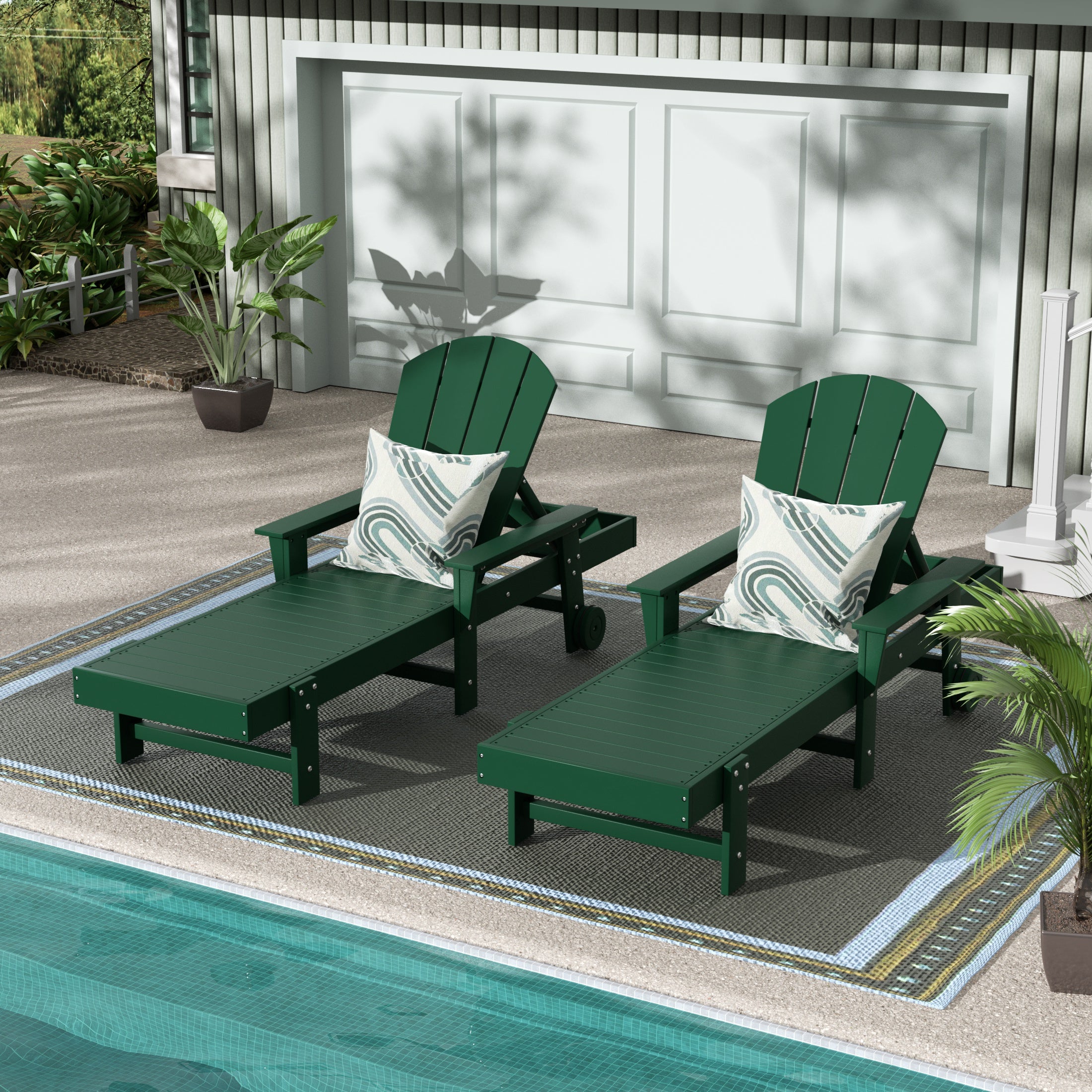 Malibu 2 Piece Reclining Chaise Lounge With Arms & Wheels