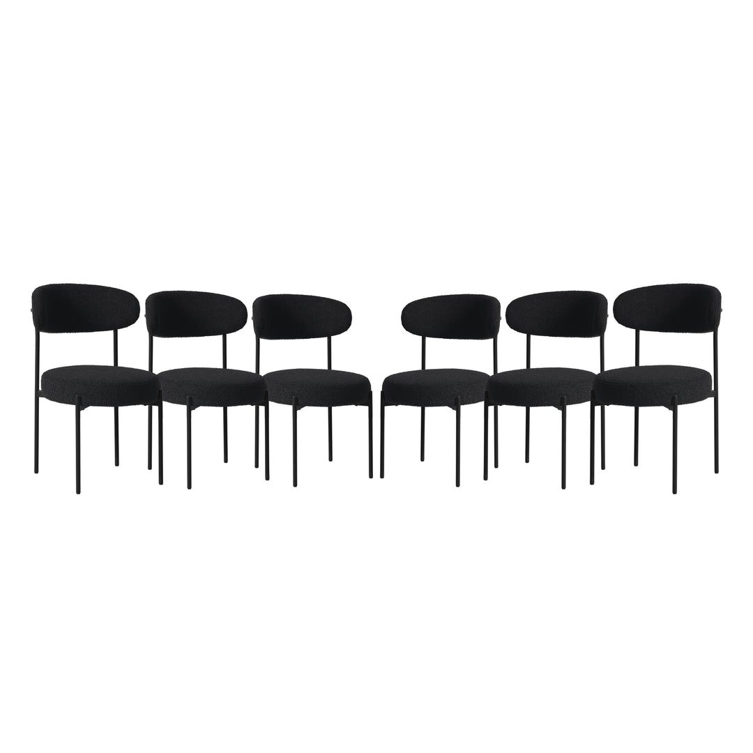 Alexandria Mid-Century Modern Upholstered Sherpa Round Dining Chairs (Set of 6)