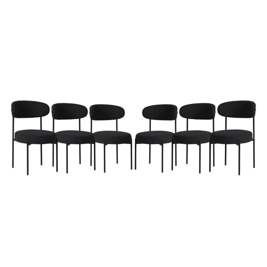 Alexandria Mid-Century Modern Upholstered Sherpa Round Dining Chairs (Set of 6)