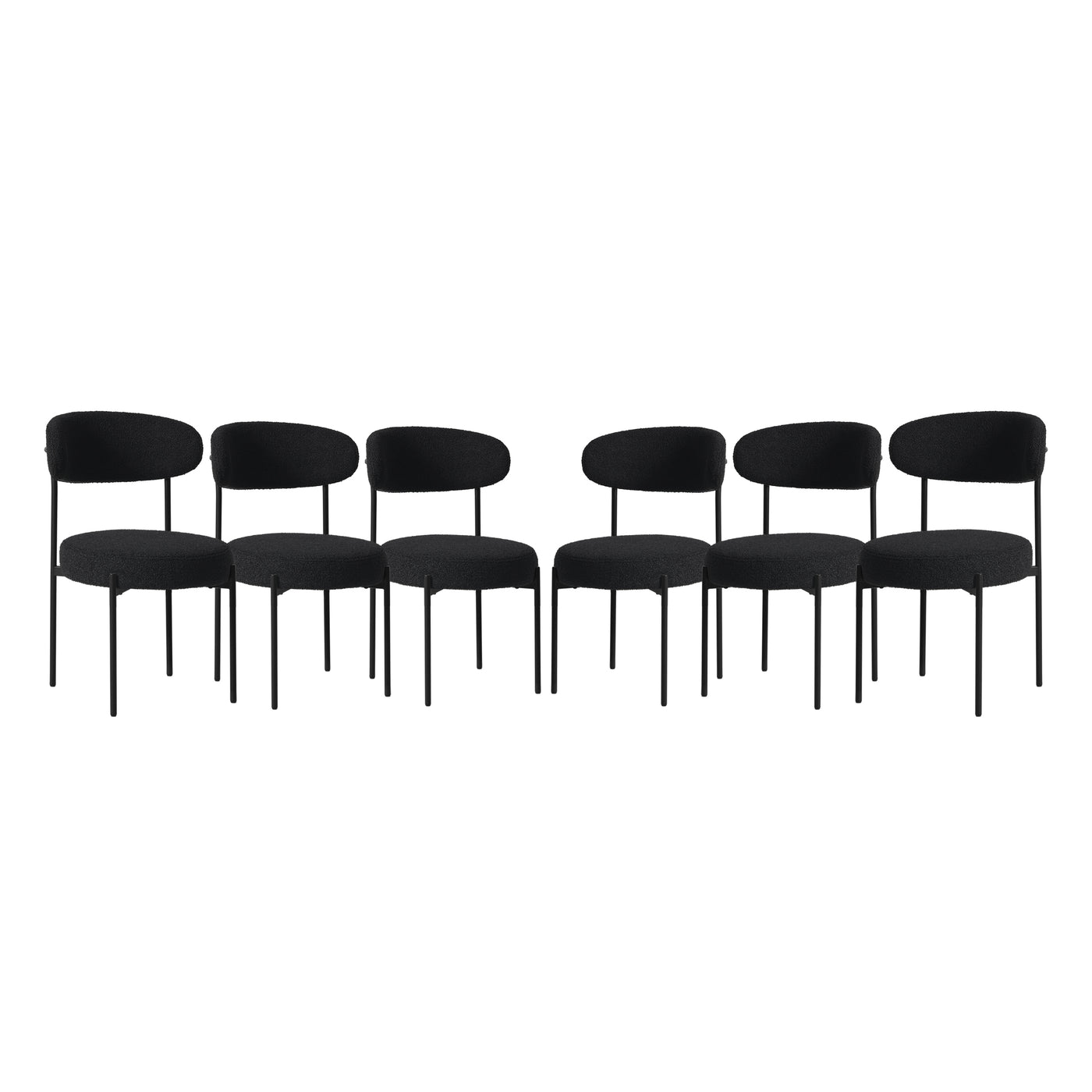 Alexandria Mid-Century Modern Upholstered Sherpa Round Dining Chairs (Set of 6)