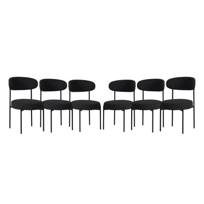 Alexandria Mid-Century Modern Upholstered Sherpa Round Dining Chairs (Set of 6)