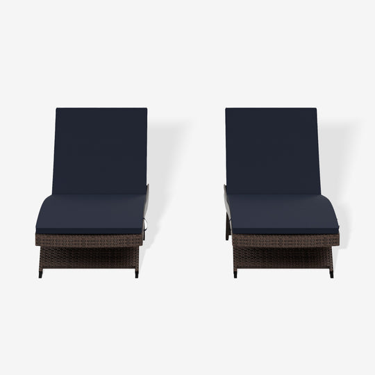 Somerset Brown Rattan Wicker Outdoor Patio Chaise Lounge with Cushion (Set of 2)