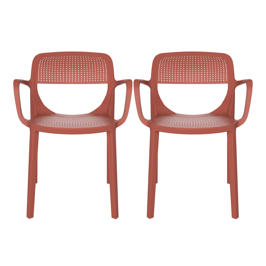 Playa Outdoor Stackable Plastic Resin Patio Dining Armchair (Set of 2)