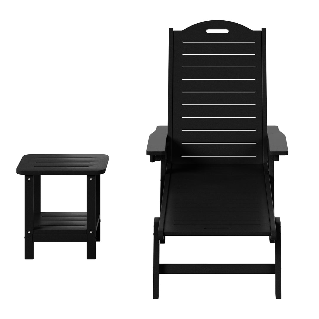 Aruba 2-Piece Outdoor Patio Chaise Lounge Chair with Wheels & Cup Holder with Patio Side Table