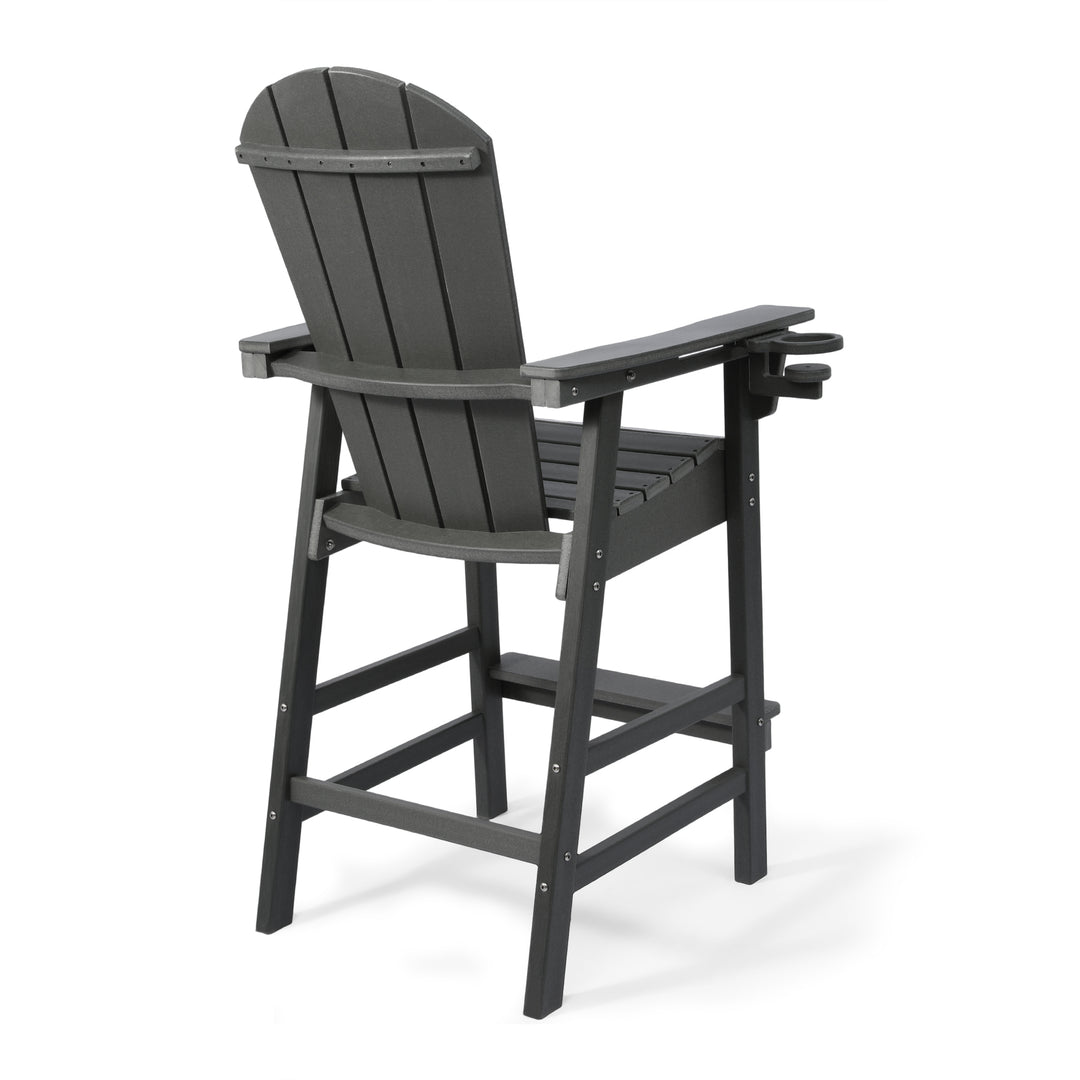 Malibu Outdoor HDPE Tall Adirondack Bar Height Chair With Cup Holder