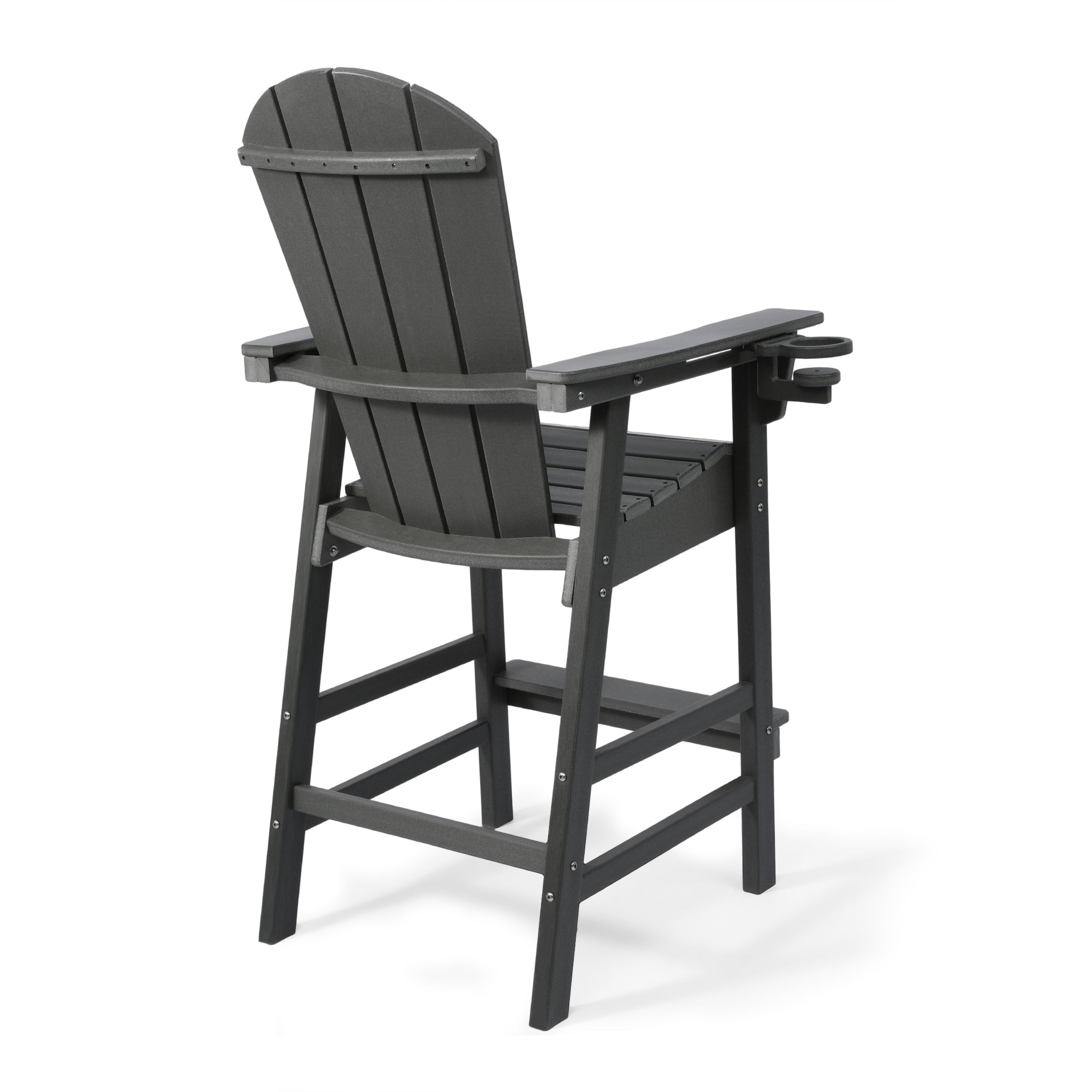 Malibu Outdoor HDPE Tall Adirondack Bar Height Chair With Cup Holder