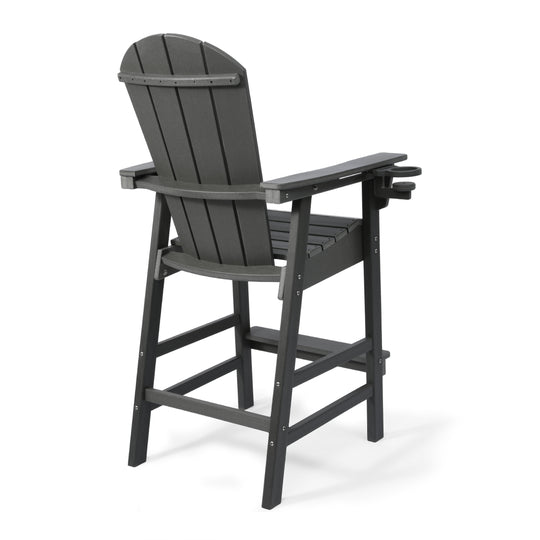 Malibu Outdoor HDPE Tall Adirondack Bar Height Chair With Cup Holder