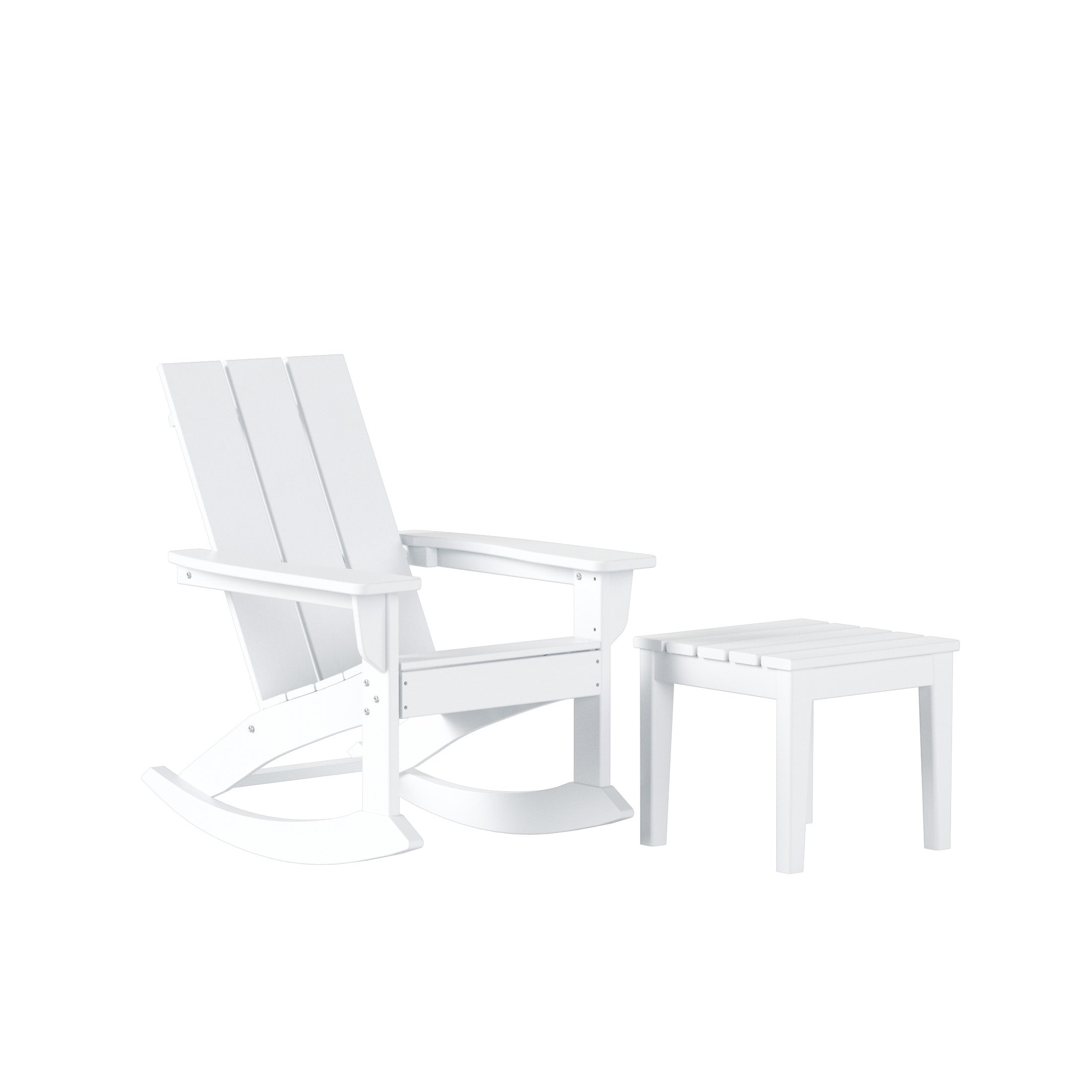 Ashore 2-Pieces Set Modern Plastic Outdoor Rocking Chair with Square Side Table