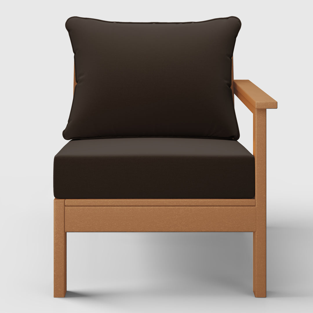 Avalon Outdoor Patio HDPE Right Arm Sectional Corner Club Chair with Patio Cushions