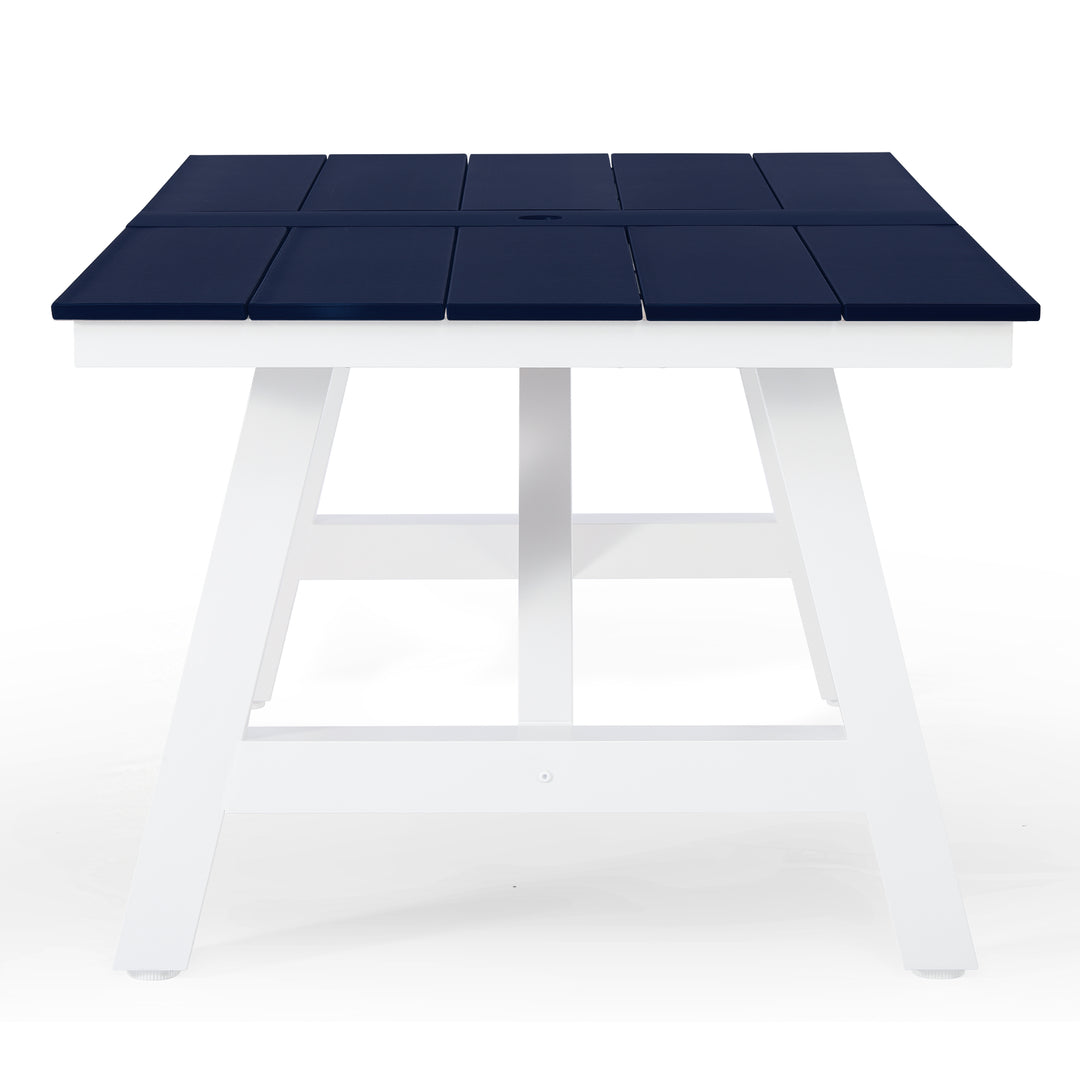 Cape May 72" HDPE Rectangle Outdoor Patio Dining Table With Umbrella Hole and Metal Frame