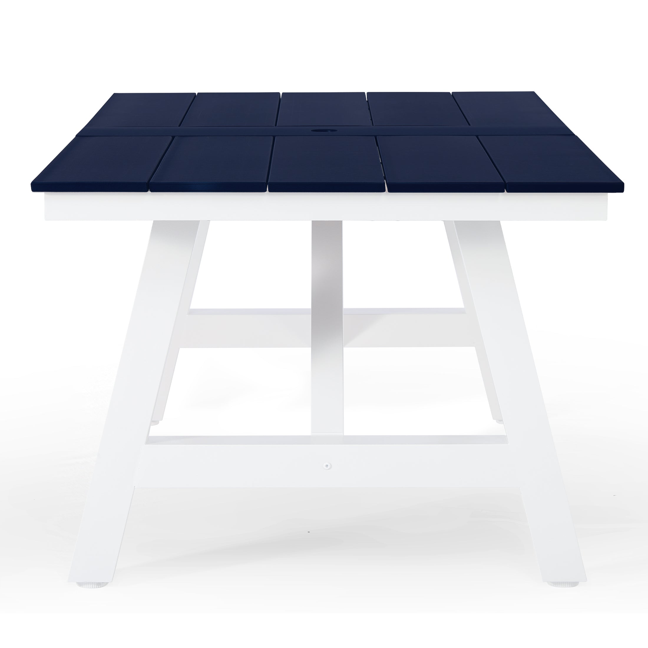 Cape May 72" HDPE Rectangle Outdoor Patio Dining Table With Umbrella Hole and Metal Frame