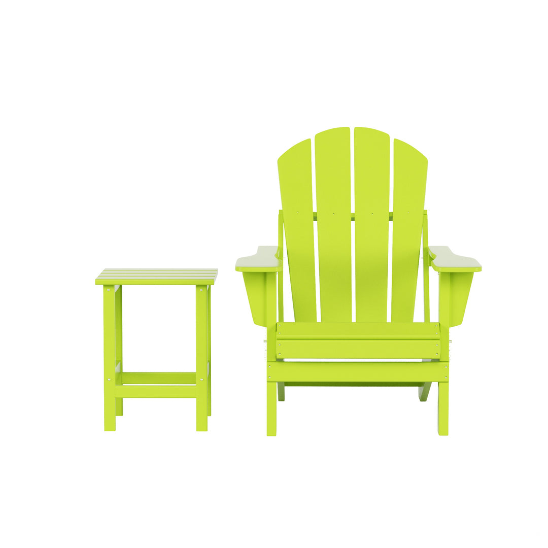 Malibu Westintrends 2 piece set outdoor folding Poly Adirondack chair with side table