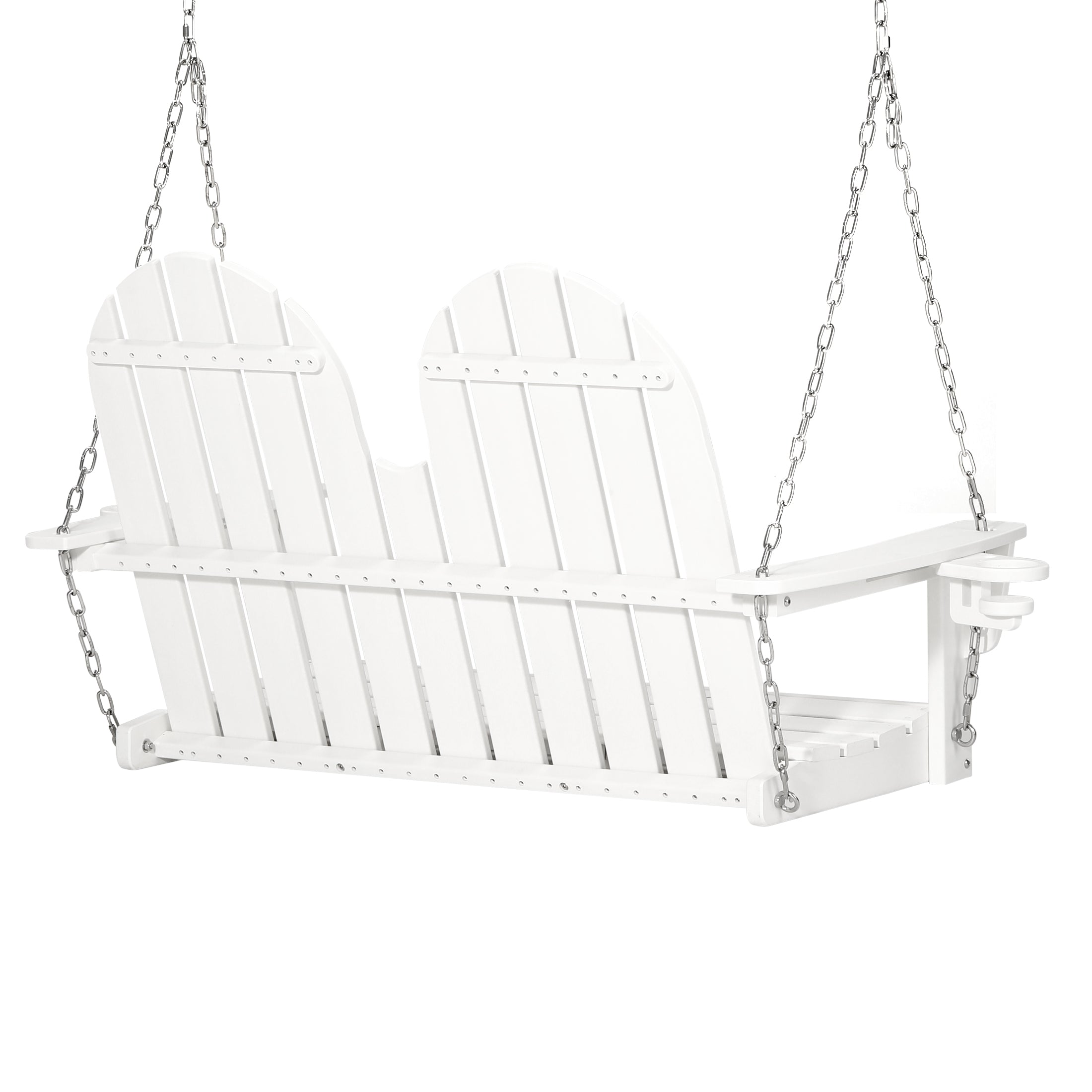 St. Augustine 4ft Outdoor HDPE Poly Farmhouse Hanging Porch Swing With Cup Holders