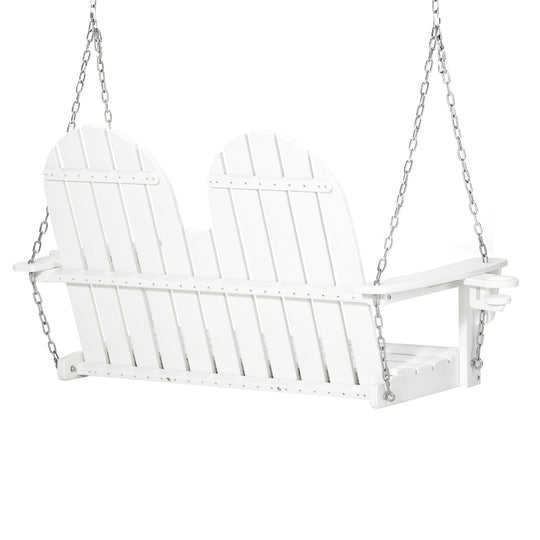 St. Augustine 4ft Outdoor HDPE Poly Farmhouse Hanging Porch Swing With Cup Holders